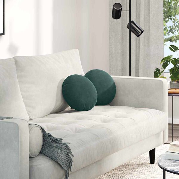 vidaXL Jastučići za sjedenje 2 pcs Tamnozelena Ø 40 x 13 cm Baršun