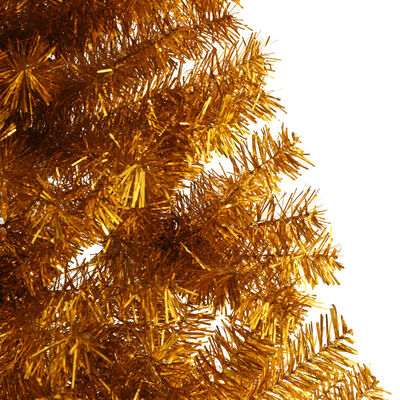 vidaXL Umjetna polovica božićnog drvca sa stalkom zlatna 210 cm PET