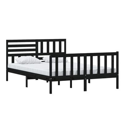 vidaXL Okvir za krevet od masivnog drva crni 140 x 200 cm