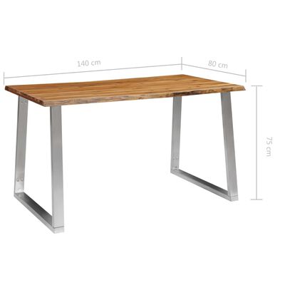 vidaXL Blagovaonski stol 140 x 80 x 75 cm od bagremovog drva i čelika