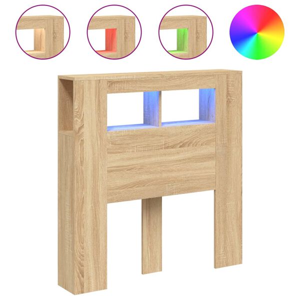 vidaXL LED uzglavlje boja hrasta sonome 100x18,5x103,5cm