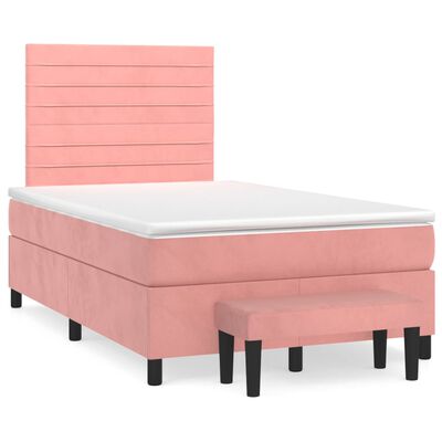 vidaXL Box spring krevet s madracem ružičasti 120 x 200 cm baršunasti