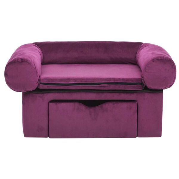 vidaXL Sofa za pse s ladicom bordo 75 x 50 x 38 cm pli&scaron;ana