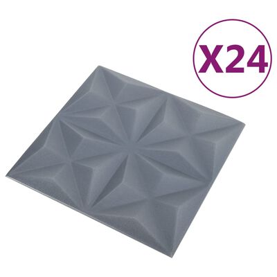 vidaXL 3D zidni paneli 24 kom 50 x 50 cm origami sivi 6 m²