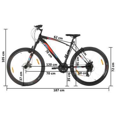 vidaXL Brdski bicikl 21 brzina kotači od 29 " okvir od 48 cm crni