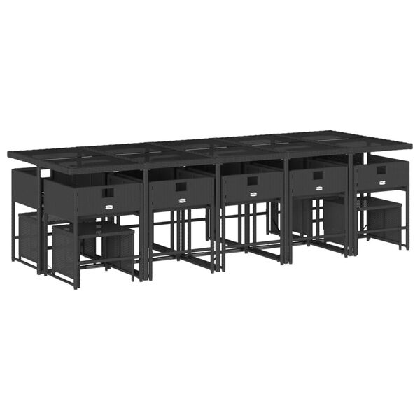 vidaXL 15-dijelni vrtni blagovaonski set s jastucima poliratan crni