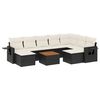 vidaXL 10-dijelni set vrtnih sofa s jastucima crni od poliratana