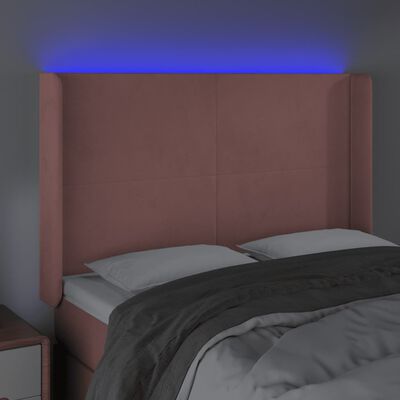 vidaXL LED uzglavlje ružičasto 147x16x118/128 cm baršunasto