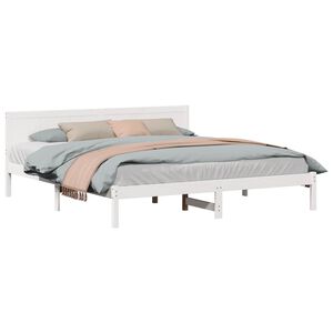 vidaXL Krevetna konstrukcija Bijelo 200 x 200 cm Čvrsto borovo drvo