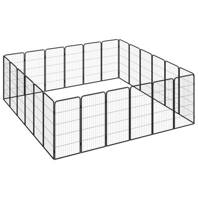 vidaXL Ograda za pse s 24 panela crna 50 x 100 cm čelik obložen prahom