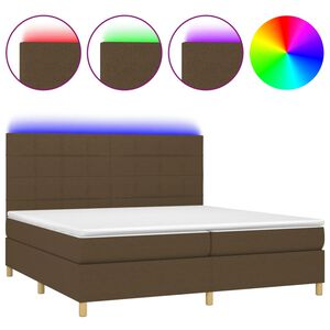 vidaXL Krevet box spring s madracem LED tamnosmeđi 200x200 cm tkanina