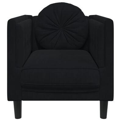 vidaXL Fotelja s jastukom crna baršunasta