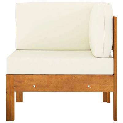 vidaXL Kutna sofa s krem bijelim jastucima masivno bagremovo drvo