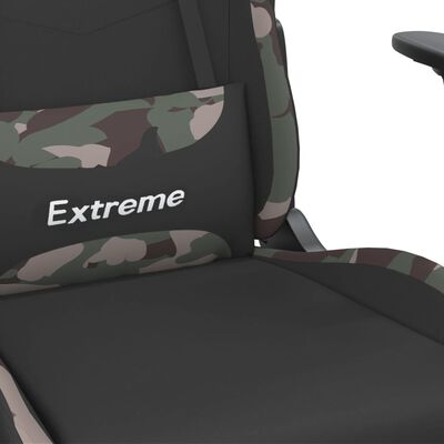 vidaXL Igraća stolica od tkanine s osloncem za noge crno-maskirna