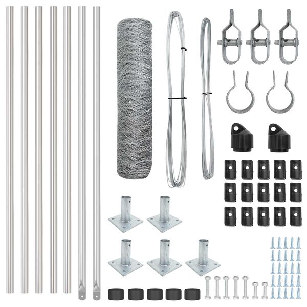 vidaXL Stup za ogradu Srebrno 10 x 0,6 m (mreža od 50 mm) Čelik