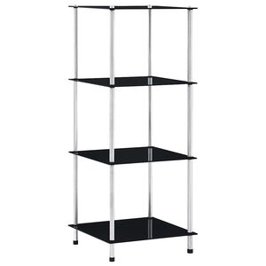 vidaXL Police s 4 razine crne 40 x 40 x 100 cm od kaljenog stakla