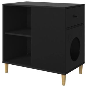 vidaXL Mačja Kuća Crna 72 x 42,5 x 70 cm Konstruirano drvo