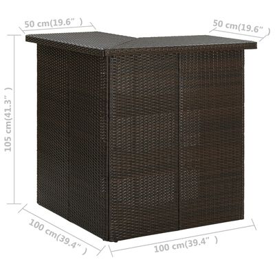 vidaXL Kutni barski stol smeđi 100 x 50 x 105 cm od poliratana