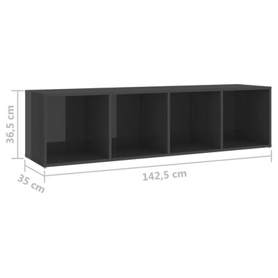 vidaXL TV ormarići 2 kom visoki sjaj sivi 142,5x35x36,5 cm od iverice