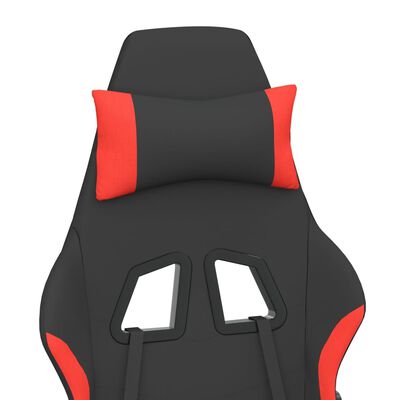 vidaXL Masažna igraća stolica od tkanine s osloncem crno-crvena