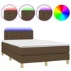 vidaXL Krevet box spring s madracem LED tamnosmeđi 120x200 cm tkanina