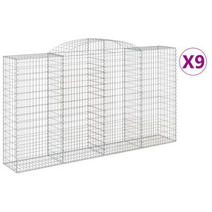 vidaXL Lučne gabionske ko&scaron;are 9 kom 300x50x160/180cm pocinčano željezo