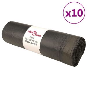 vidaXL Vreće za smeće s vezicama 250 kom crne 120 L