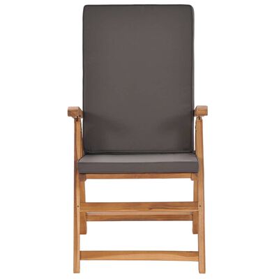 vidaXL Nagibne vrtne stolice s jastucima 2 kom masivna tikovina sive