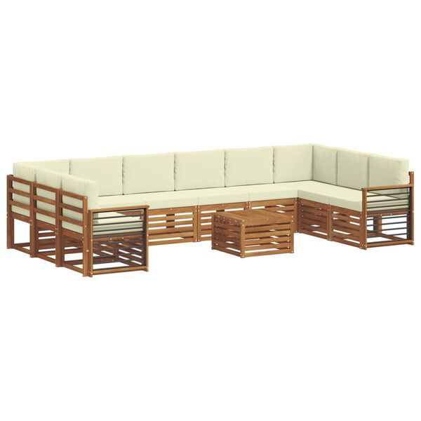 vidaXL Setovi sofa 11 pcs Prirodna i krem Čvrsto drvo akacije