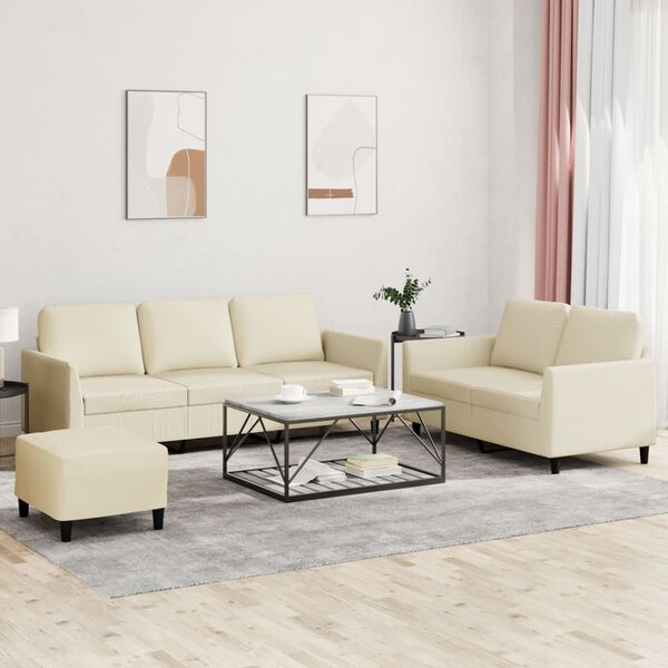 vidaXL 3-dijelni set sofa s jastucima krem od umjetne kože