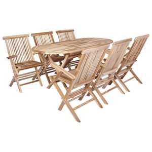 vidaXL Set vrtnih namje&scaron;taja 7 kom. Prirodna Čvrsto teak drvo