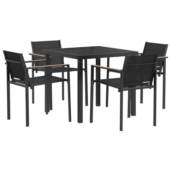 vidaXL Set vanjskog namje&scaron;taja 5 pcs Crna i antracit 80 x 80 x 73 cm