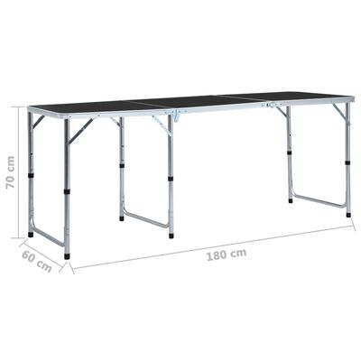 vidaXL Sklopivi stol za kampiranje sivi aluminijski 180 x 60 cm