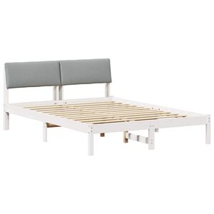 vidaXL Okvir kreveta s uzglavljem Bijela i svijetlosiva 160 x 200 cm