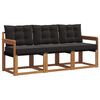 vidaXL Set vanjskih sofa s jastukom 3 pcs Prirodna i crna