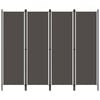 vidaXL Sobna pregrada s 4 panela antracit 200 x 180 cm