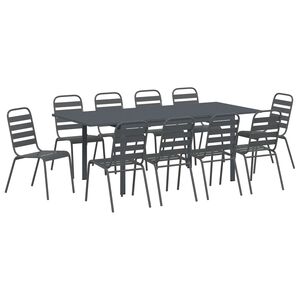 vidaXL Vrtni set za objed 11 pcs Antracit Čelik s prahom
