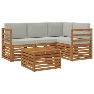 vidaXL Set vanjskih sofa s jastukom 5 pcs Prirodna i svijetlo siva