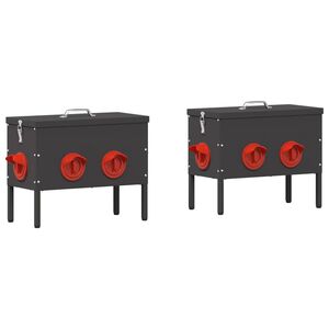 vidaXL Hranilica za piliće 2 pcs Crna 41,5 x 20,5 x 33 cm