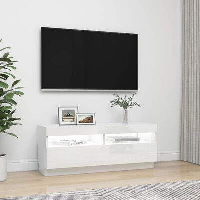vidaXL TV ormarić s LED svjetlima visoki sjaj bijeli 100 x 35 x 40 cm