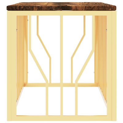 vidaXL Stolić za kavu zlatni od nehrđajućeg čelika i obnovljenog drva