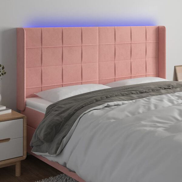 vidaXL LED uzglavlje Ružičasta 163x16x118/128 cm bar&scaron;unasto