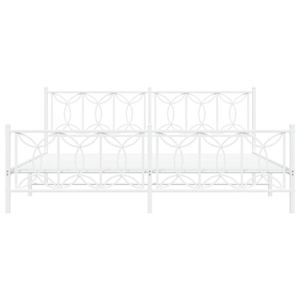 vidaXL Metalni okvir kreveta uzglavlje i podnožje bijeli 200x200 cm