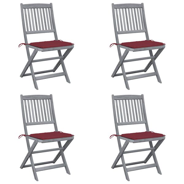 vidaXL Sklopive vrtne stolice s jastucima 4 kom masivno bagremovo drvo