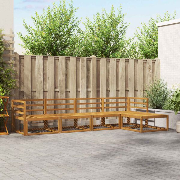 vidaXL Set vanjskih sofa 5 pcs Prirodna Čvrsto drvo akacije