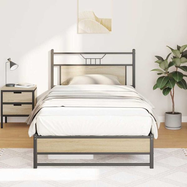 vidaXL Okvir kreveta bez madraca boja hrasta sonome 107x203 cm drveni