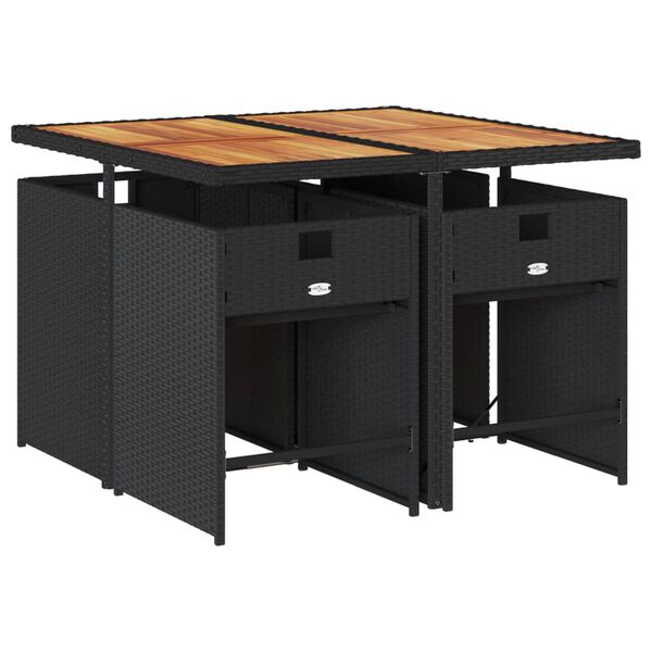 vidaXL 5-dijelni vrtni blagovaonski set s jastucima od poliratana crni