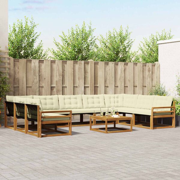 vidaXL Set vanjskih sofa s jastukom 10 pcs Prirodna i krem