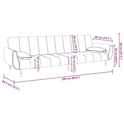 vidaXL Dvosjed na razvlačenje s tabureom i 2 jastuka krem baršunasti