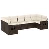 vidaXL 7-dijelni set vrtnih sofa od poliratana s jastucima smeđi